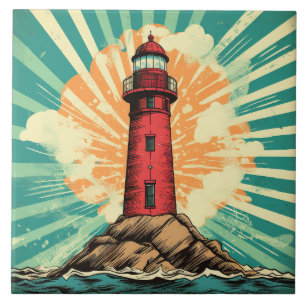 Carreau Amoureux du phare de la plage cool