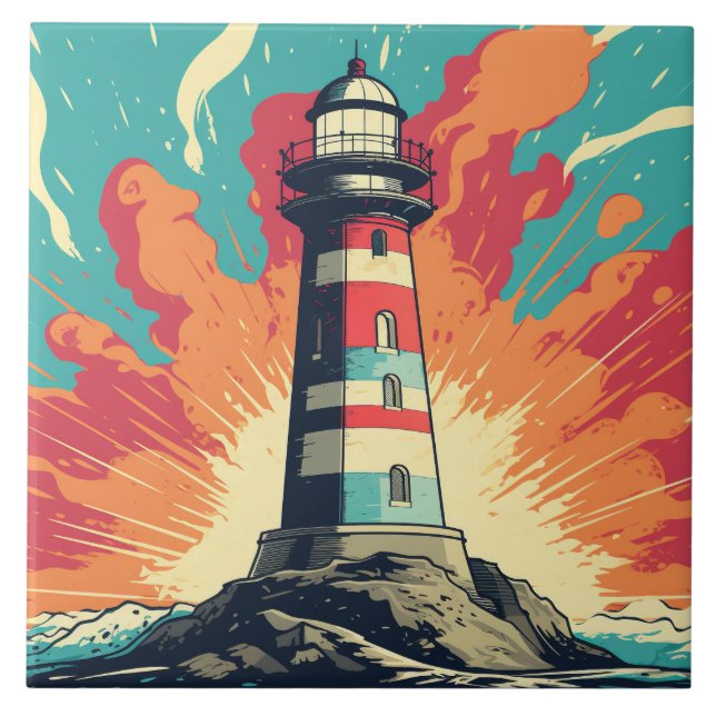 Carreau Amoureux du phare de la plage cool  (Devant)