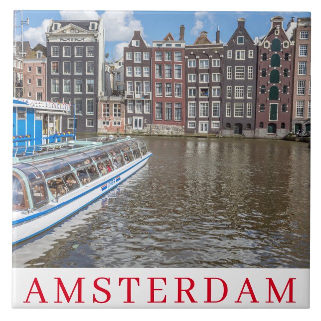 Carreau Amsterdam canal maisons vue céramique (Devant)