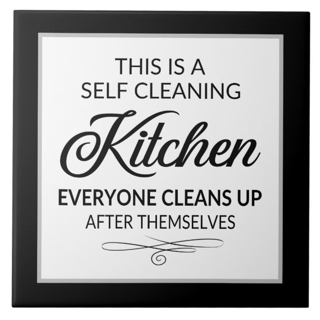 Carreau Amusant auto-nettoyage cuisine mot art (Devant)