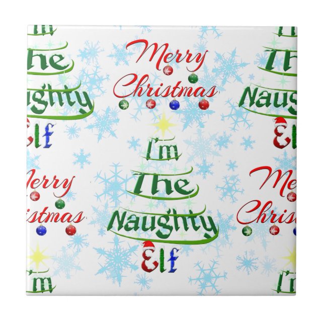 Carreau Amusant Joyeux Noël Vacances Naughty Elf (Devant)