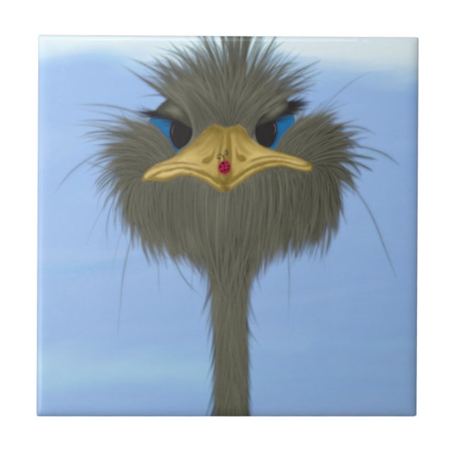 Carreau Amusant Ostrich George Et Mignonne Ladybug (Devant)