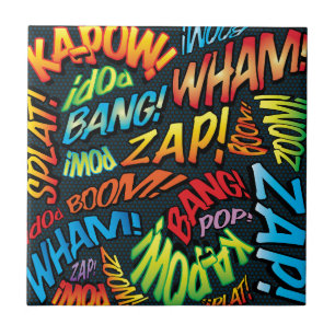 Carreau Amusants Sons de Bande Dessinée Rétro Pop Art