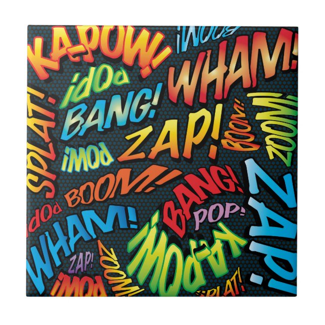 Carreau Amusants Sons de Bande Dessinée Rétro Pop Art (Devant)