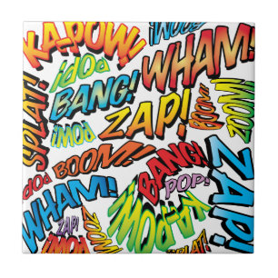 Carreau Amusants Sons de Bande Dessinée Rétro Pop Art
