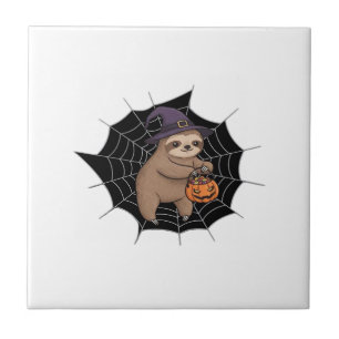 Carreau Amusement de paresseux effrayant Halloween - Joli