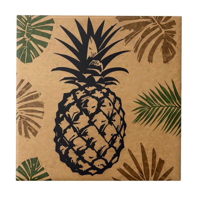Carreau Ananas avec Feuilles tropicaux (Devant)