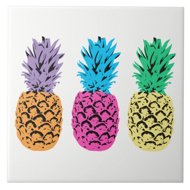 Carreau Ananas coloré illustré (Devant)