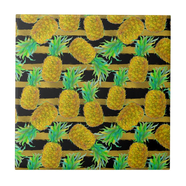 Carreau Ananas d'or sur des rayures (Devant)