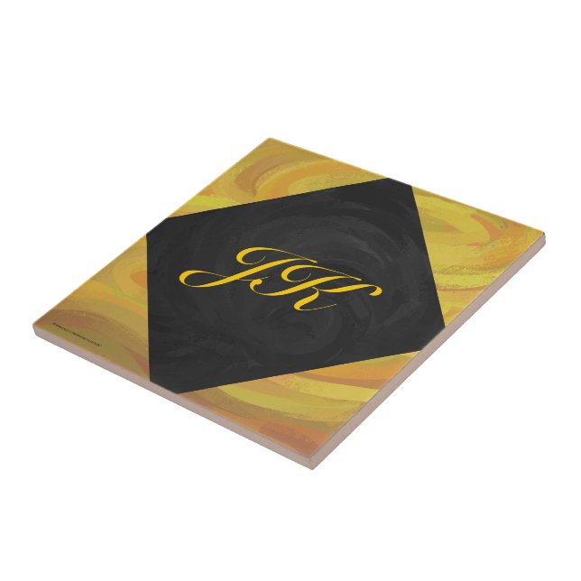 Carreau Ananas et Monogramme noir (Côté)