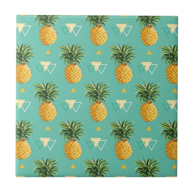 Carreau Ananas lumineux sur le motif géométrique (Devant)