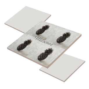 Carreau Ananas Traditionnel Bienvenue Gris