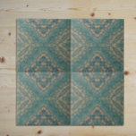 Carreau Ancien Déchiré Turquoise Et Beige<br><div class="desc">Carrelage décoratif unique avec motif damassé dans les tons turquoise et beige.</div>