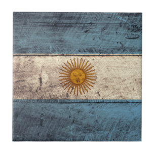 Carreau Ancien drapeau argentin en bois ;