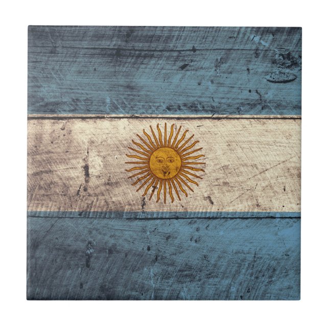 Carreau Ancien drapeau argentin en bois ; (Devant)