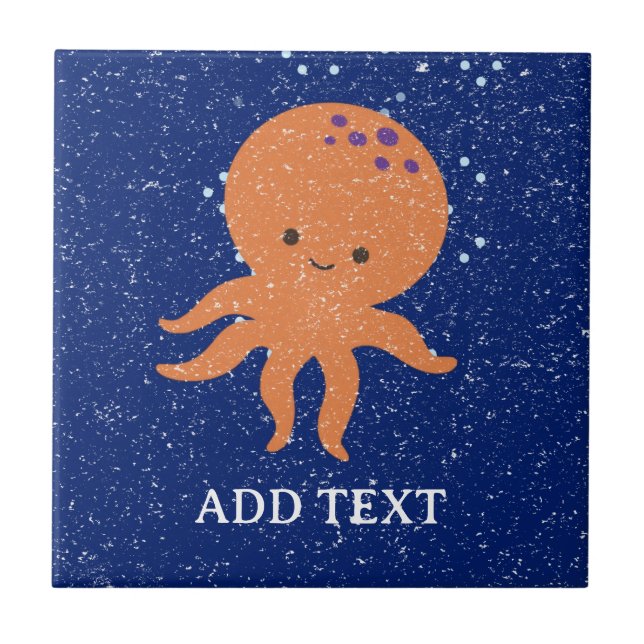 Carreau Ancien papier Impression Cute Octopus Cartographie (Devant)
