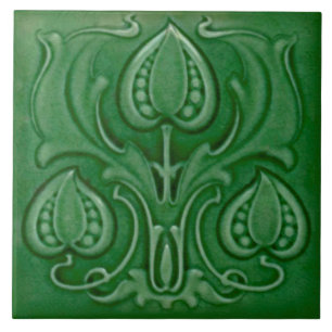 Carreau Ancien quartier Art nouveau Green Majolica Repro