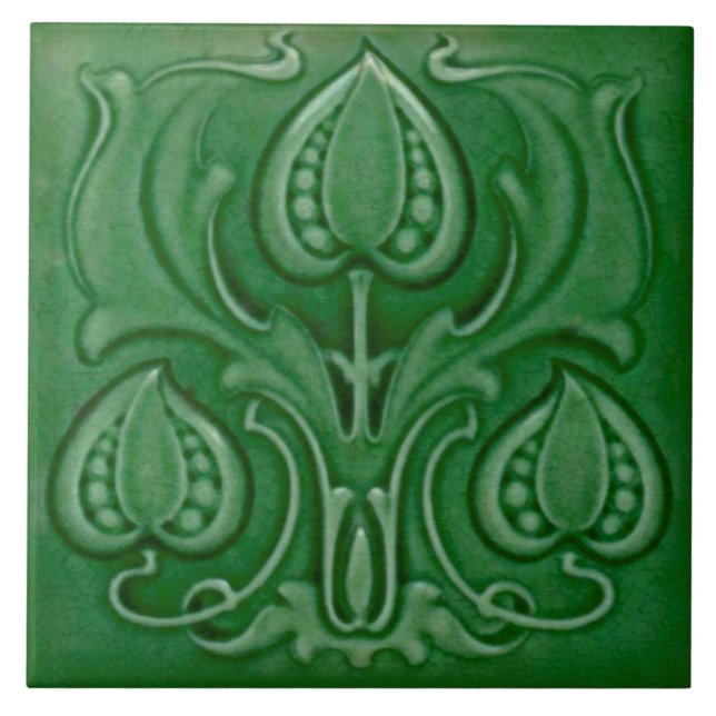 Carreau Ancien quartier Art nouveau Green Majolica Repro (Devant)