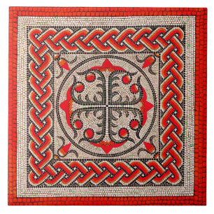 Carreau Ancienne mosaïque romaine Illustration rouge écarl