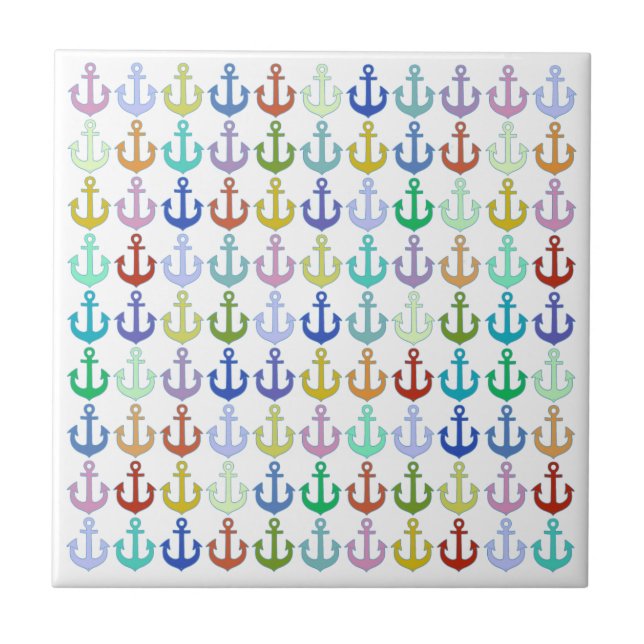Carreau ancre colorée design marine motif (Devant)