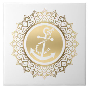 Carreau Ancre Gold Mandala & White Boat