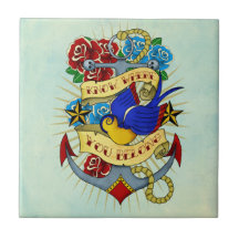 Ancre, hirondelle et roses