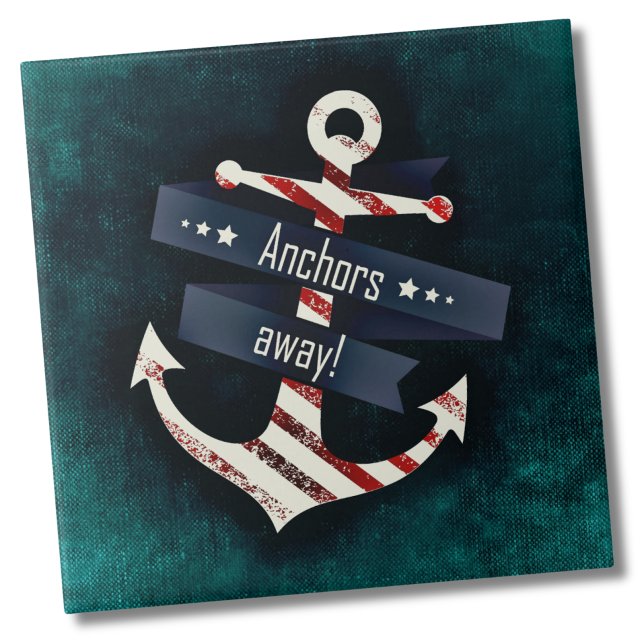 Carreau Ancre nautique (Rustic Simple Blue Red Anchor Nautical Marine Ceramic Tile)