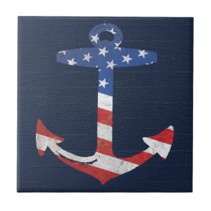 Carreau Ancre patriotique vintage USA nautiques de drapeau