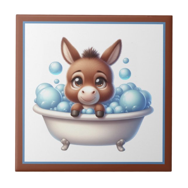 Carreau Âne mignon de salle de bain baignoire (Devant)