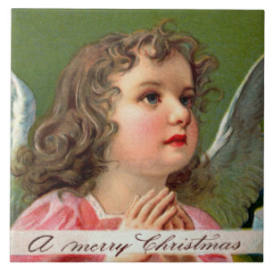 Carreau Ange de prière avec bannière de Noël