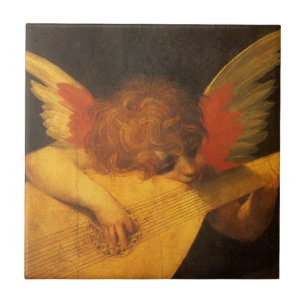 Carreau Ange musicien jouant du luth par Rosso Fiorentino