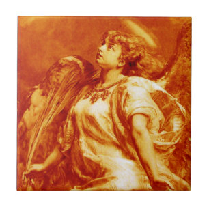 CARREAU ANGE ROMANTIQUE AVEC PEUR EN ORANGE OR, BROWN