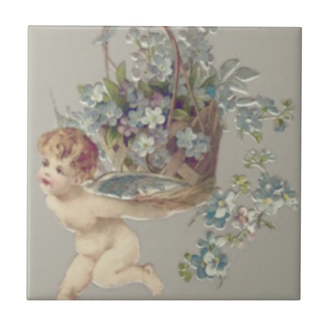 Carreau Angel Tcherub Cupidon Oublier-Moi-Pas (Devant)