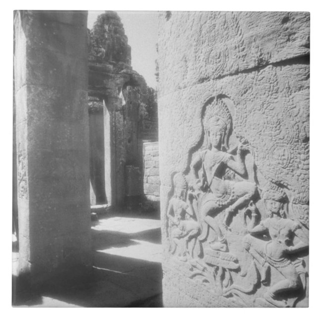 Carreau Angkor Cambodge, Apsara Sculpture du Bayon 2 (Devant)