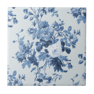 Carreau Anglais Cottage Jardin Floral Dusty Motif bleu