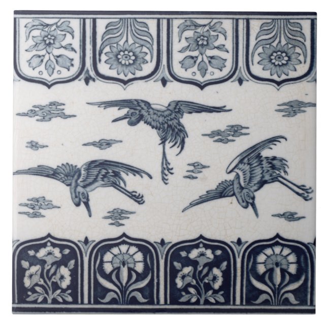 Carreau anglais vintage noir et blanc Repro Minton (Devant)