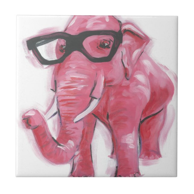 Carreau Animal Dapper | Eléphant Rose Dans Les Lunettes De (Devant)
