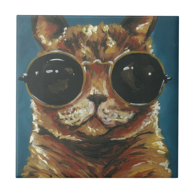 Carreau Animal Dapper | Kitty dans les lunettes de soleil (Devant)