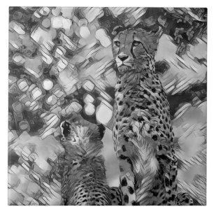 Carreau AnimalArtBW_Cheetah_008