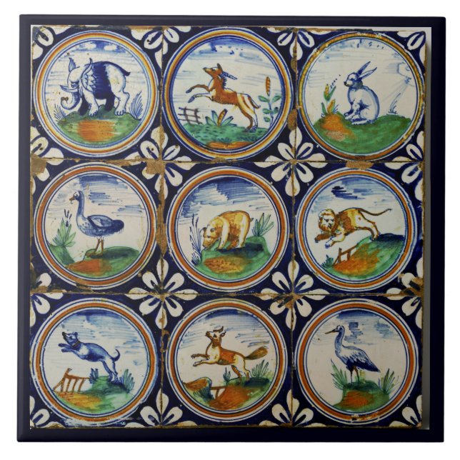 Carreau Animaux d'art vintage Pays-Bas (Devant)