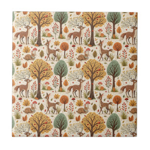 Carreau Animaux des Bois & Motif de la Saison de Forêt d'A