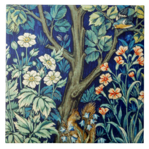 Carreau Animaux et fleurs, forêt, William Morris
