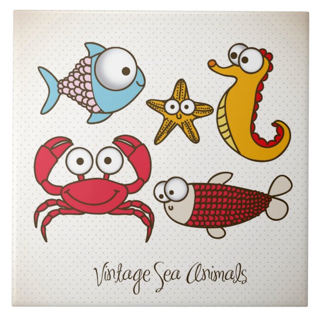 Carreau Animaux marins vintages (Devant)