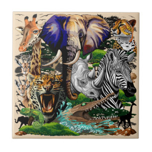 Carreau Animaux sauvages de la Savane africaine