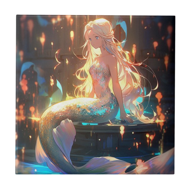 Carreau Anime Mermaid Girl Imaginaire Art (Devant)
