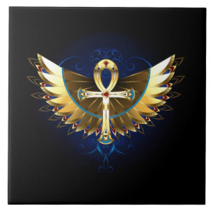 Carreau Ankh or avec ailes