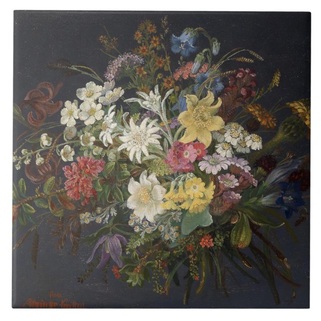 Carreau Anna Stainer-Knittel Fleurs alpines Vintages (Devant)