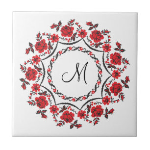 Carreau Anneau rose Monogramme personnalisé initial