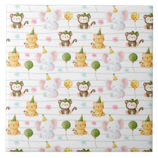 Carreau Anniversaire 1 an Zoo Jungle Safari Animal Sauvage