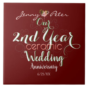 Carreau Anniversaire du Mariage en céramique de 2e année